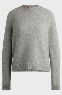Crew-neck sweater in stretch fabric, Grey