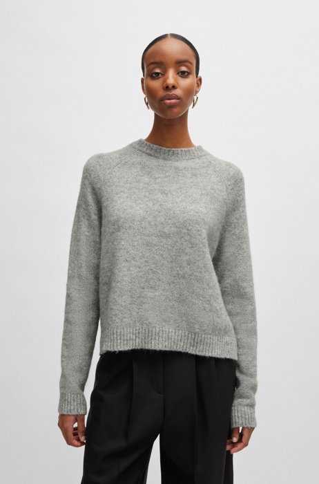 Pullover aus Stretch-Garnen mit Rundhalsausschnitt, Grau