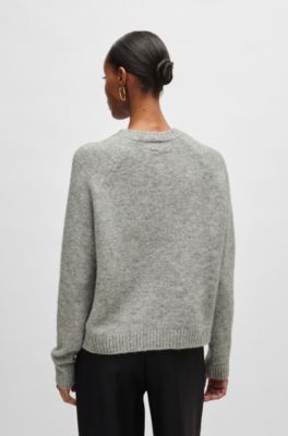 Crew-neck sweater in stretch fabric, Grey