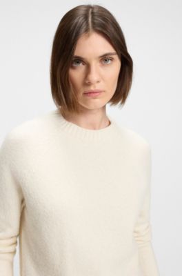 Pullover aus Stretch-Garnen mit Rundhalsausschnitt, Wei&szlig;