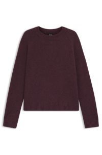 Crew-neck sweater in stretch fabric, Dark Red