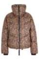 Water-repellent puffer jacket with chevron print, Patterned