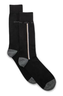 Hugo Boss Two-pack Of Regular-length Organic-cotton-blend Socks In Black