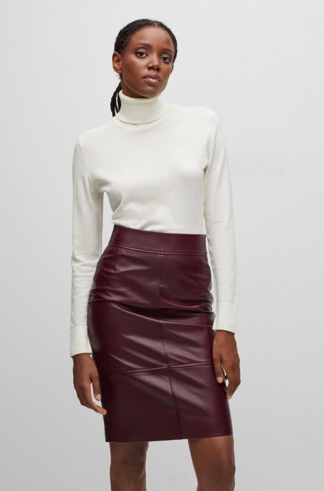 Slim-fit rollneck sweater in cotton, silk and cashmere, White