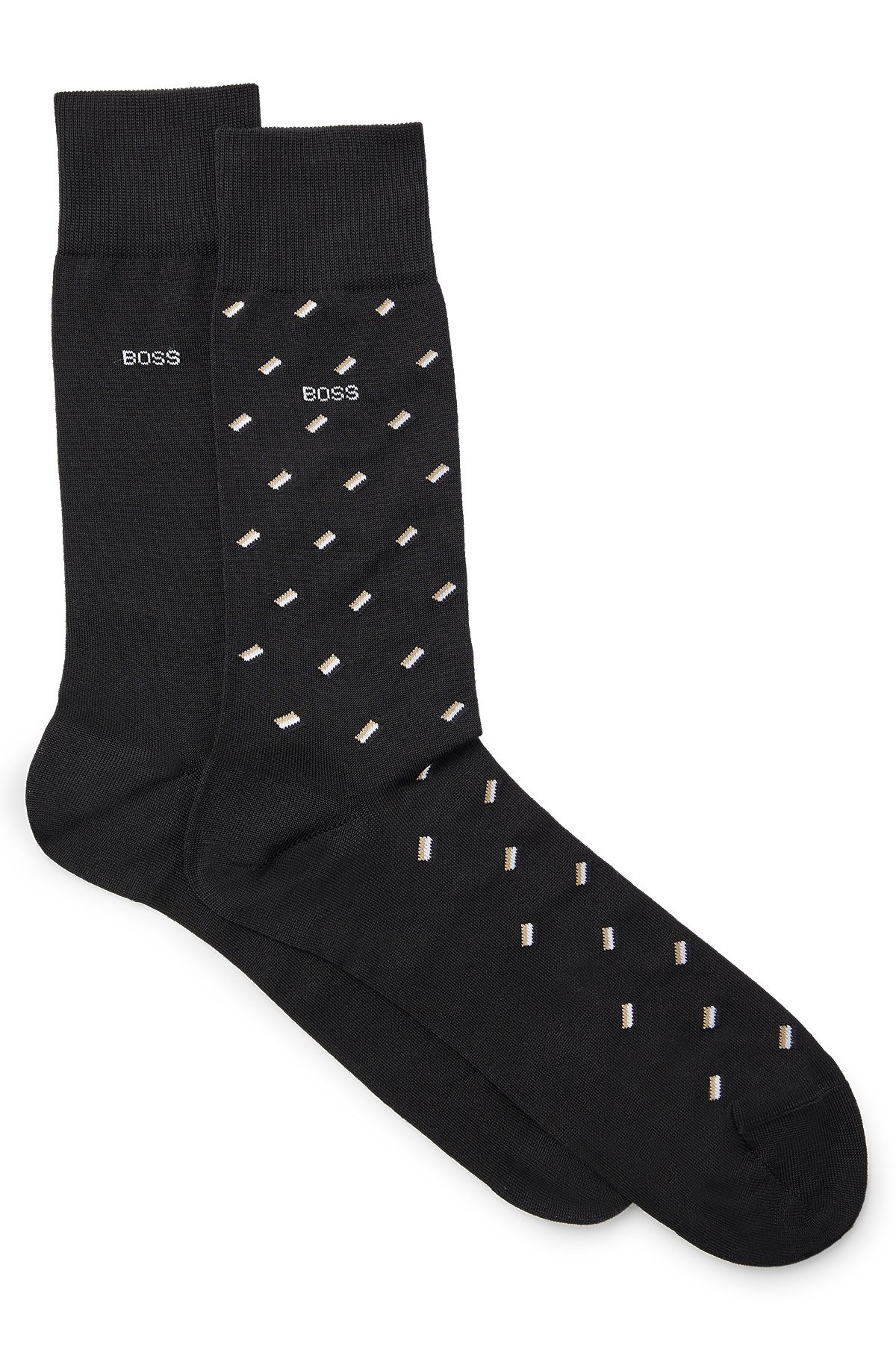 Two-pack of regular-length mercerised-cotton-blend socks, Black
