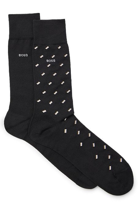 Zweier-Pack mittelhohe Socken aus merzerisiertem Baumwoll-Mix, Schwarz