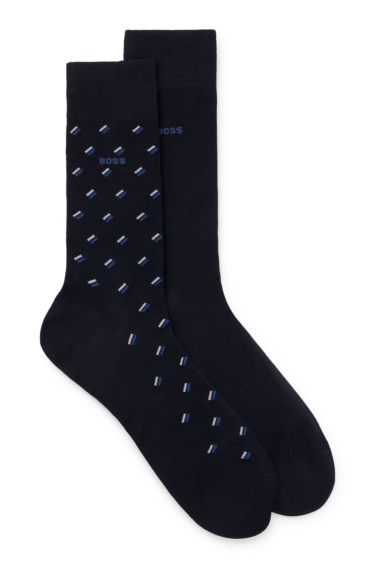 Two-pack of regular-length mercerised-cotton-blend socks, Dark Blue
