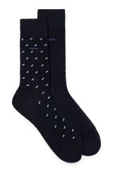 Two-pack of regular-length mercerised-cotton-blend socks, Dark Blue