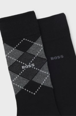 Two-pack of regular-length socks in a cotton blend, Black