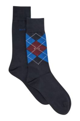 Hugo Boss Two-pack Of Regular-length Socks In A Cotton Blend In Blue