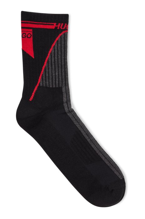 Organic-cotton-blend short socks with capsule logo, Black