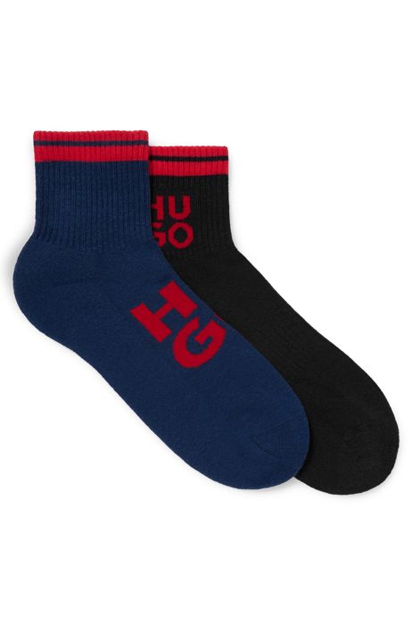 Herren Bekleidung Unterwäsche Socken BOSS by HUGO BOSS Kurze Socken mit Rippstruktur und Logo im Zweier-Pack in Weiß für Herren 