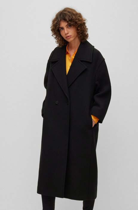 Relaxed-fit formal coat in a wool blend, Black