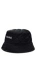 Quilted bucket hat with contrast logo, Black