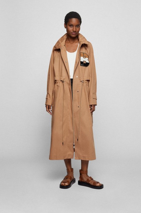 Relaxed-fit parka jacket with 'B' patch, Beige