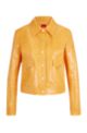 Regular-fit jacket in snakeskin-structured faux leather, Light Orange