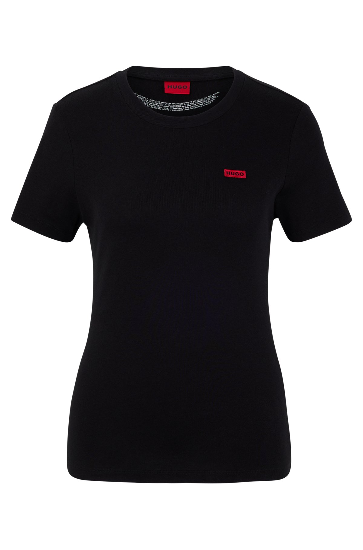 Crew-neck T-shirt in pure cotton with logo detail, Black