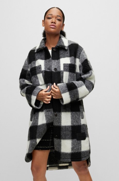 Relaxed-fit coat with Glen-check pattern, Patterned