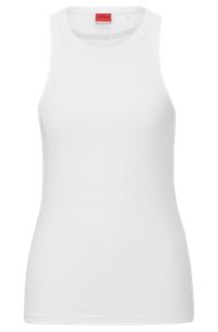 Slim-fit sleeveless top in ribbed cotton, White