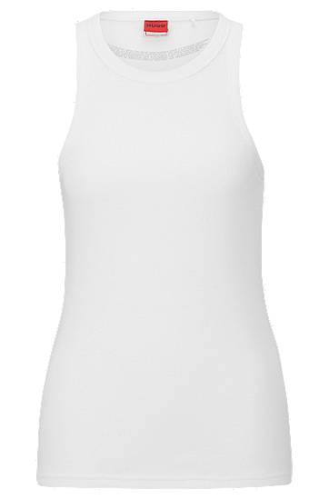 Slim-fit sleeveless top in ribbed cotton, Hugo boss