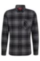 Relaxed-fit button-down shirt in checked cotton flannel, Black