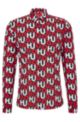Extra-slim-fit shirt in logo-print cotton poplin, Red Patterned