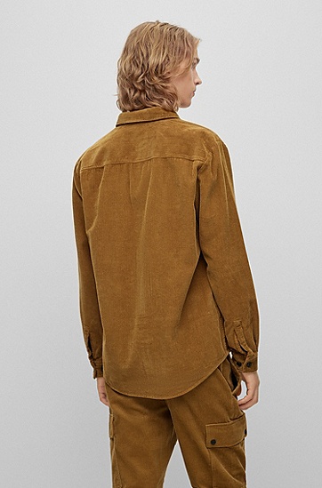 HUGO 雨果纯棉灯芯绒大款版型外套衬衫,  233_Light/Pastel Brown