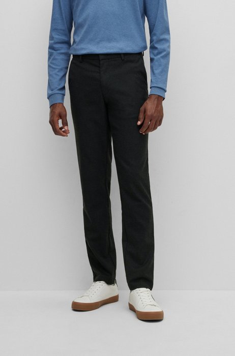 Slim-fit chinos in mouliné stretch twill, Black