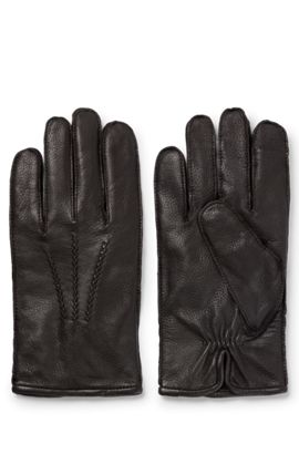 Mens Accessories Gloves Dents Contrast Stitching Leather Gloves in Black for Men 