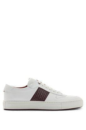 Leather trainers with monogram-embossed stripe