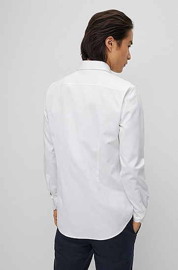 BOSS 博斯微纹理棉质修身衬衫,  100_White