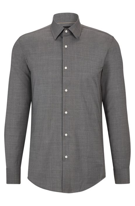 HUGO BOSS Uomo Abbigliamento Camicie Camicie eleganti Camicia slim fit in lana merino tracciabile e tessuto elasticizzato 