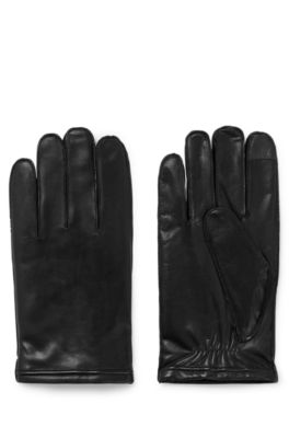 dealer Extreem Ventileren BOSS - Leather gloves with logo lettering
