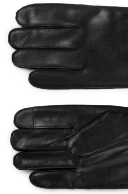 motor Modtagelig for Begrænse BOSS - Leather gloves with logo lettering