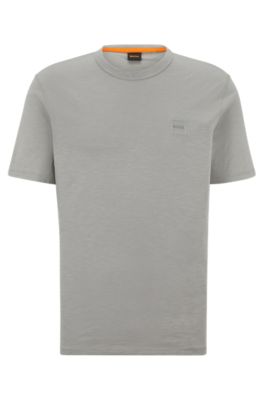 Hugo Boss Cotton-jersey Regular-fit T-shirt With Logo Patch In Grey