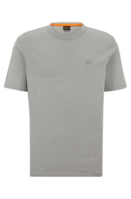 Hugo Boss Cotton-jersey Regular-fit T-shirt With Logo Patch In Grey