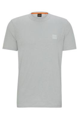 Hugo Boss Cotton-jersey Regular-fit T-shirt With Logo Patch In Light Grey