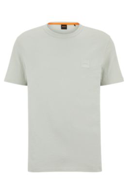 Hugo Boss Cotton-jersey Regular-fit T-shirt With Logo Patch In Light Grey