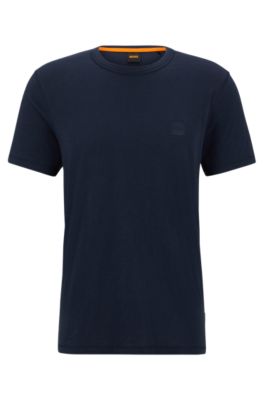 Hugo Boss Cotton-jersey Regular-fit T-shirt With Logo Patch In Dark Blue