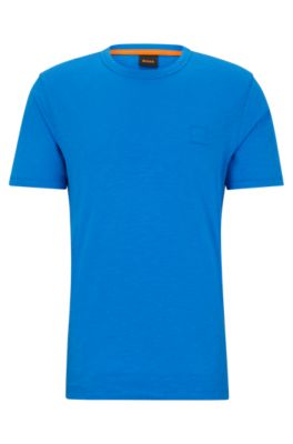 Hugo Boss Cotton-jersey Regular-fit T-shirt With Logo Patch In Light Blue