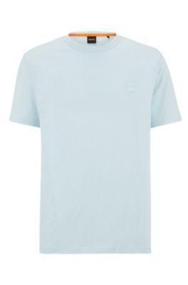 Shop Hugo Boss Cotton-jersey Regular-fit T-shirt With Logo Patch In Light Blue