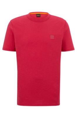 Hugo Boss Cotton-jersey Regular-fit T-shirt With Logo Patch In Pink