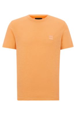 Hugo Boss Cotton-jersey Regular-fit T-shirt With Logo Patch In Light Orange