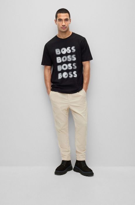 BOSS by HUGO BOSS Katoen Relaxed-fit T-shirt Met Logo-artwork in het Wit voor heren Heren Kleding voor voor T-shirts voor T-shirts met korte mouw 