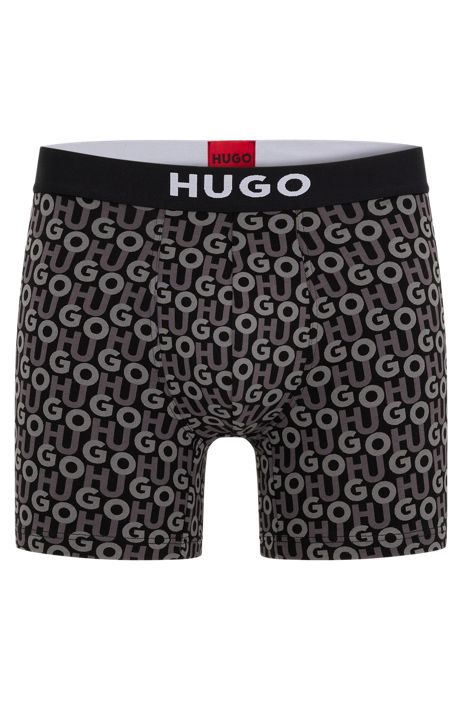 Herren Unterwäsche BOSS by HUGO BOSS Unterwäsche BOSS by HUGO BOSS Eng anliegende Boxershorts aus Stretch-Baumwolle mit Stack-Logo-Motiv für Herren 