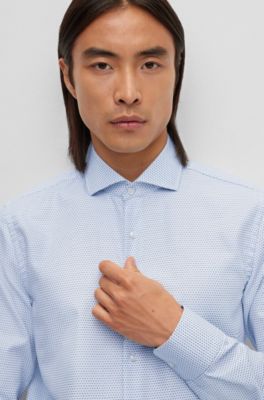 BOSS Slim fit Shirt In Patterned Organic Cotton