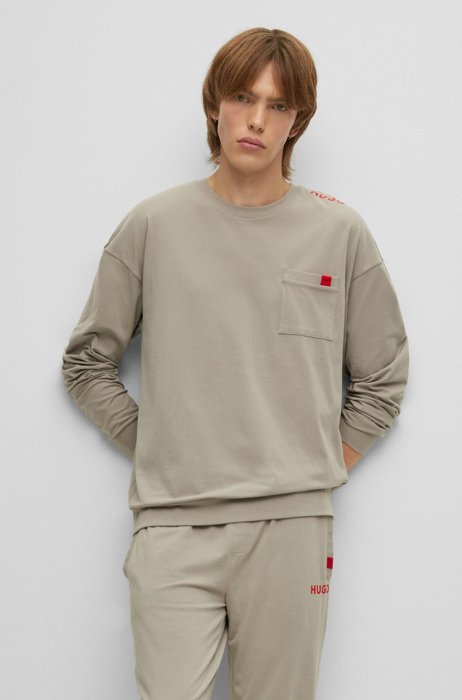 Loungewear-Sweatshirt aus Stretch-Baumwolle mit Logo-Details, Hellgrün