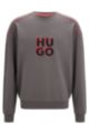 Cotton-terry loungewear sweatshirt with stacked logo, Dark Grey