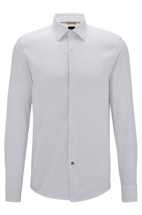 Casual-fit shirt in cotton with signature-stripe underplacket, White