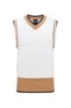 V-neck sleeveless sweater in pure cotton, White